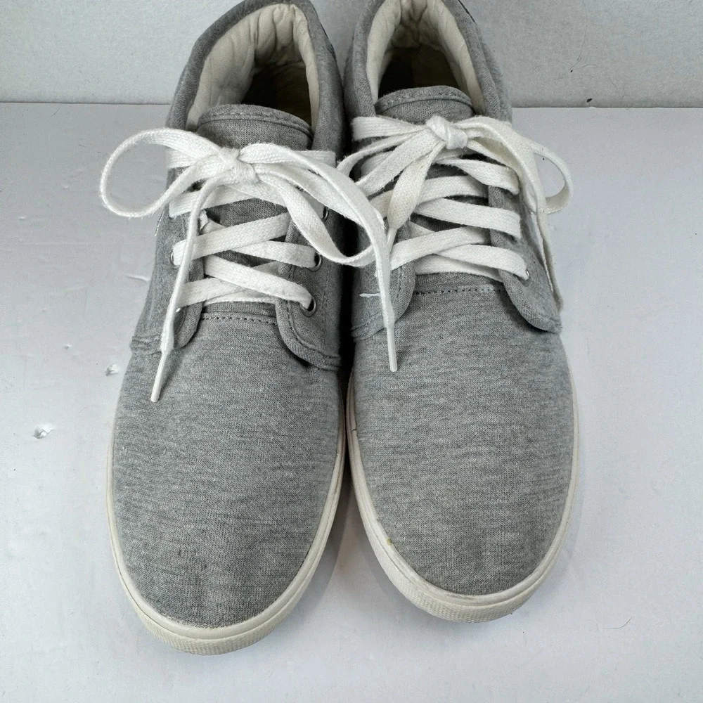Lacoste Ampthill GRV2 Sneakers Men's 8.5 Gray‎ Canvas Mid Top Shoes Casual Logo